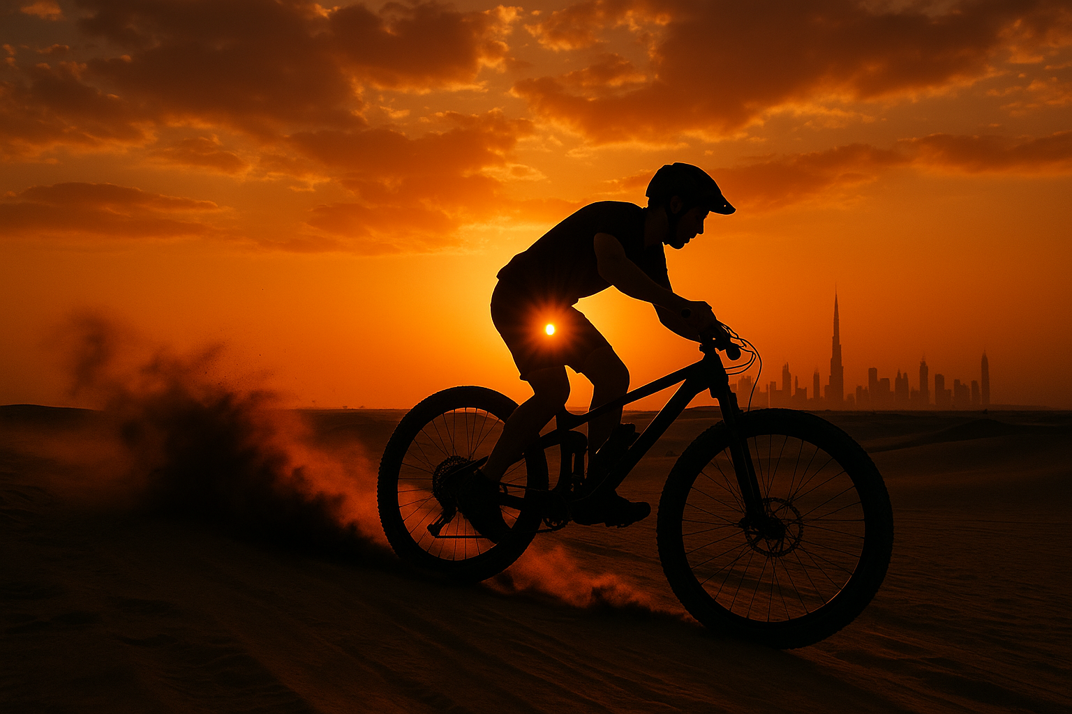 Mountain biker in Dubai desert